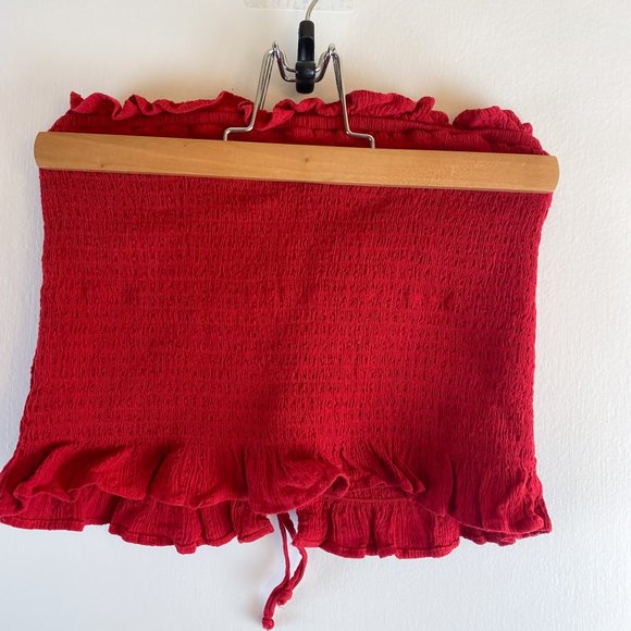 3/$30 ✿ American Eagle Cherry Red Lace-Up Tube Top Size S - Picture 3 of 5